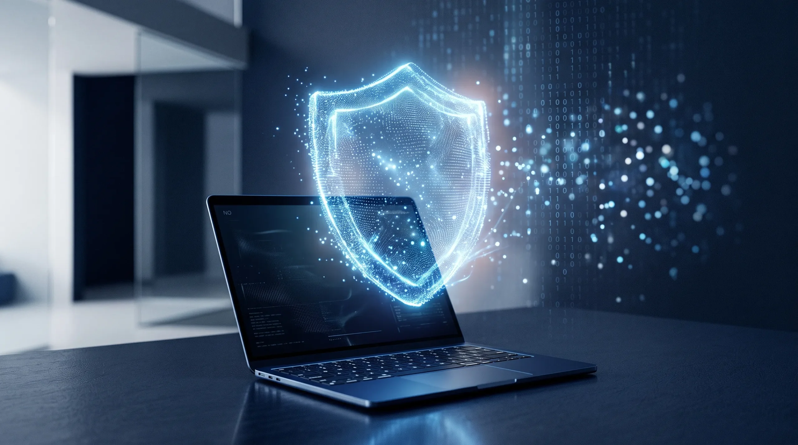 Escudo digital protegendo dados pessoais representando segurança e privacidade online